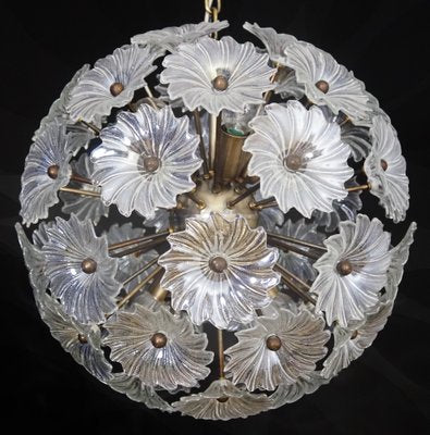 Vintage Sputnik Italian Crystal Chandeliers 51 Daisy Clear Glasses, 1980s, Set of 2-OVO-1672025