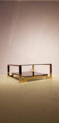 Vintage Square Brass and Glass Coffee Table-GNW-1138393