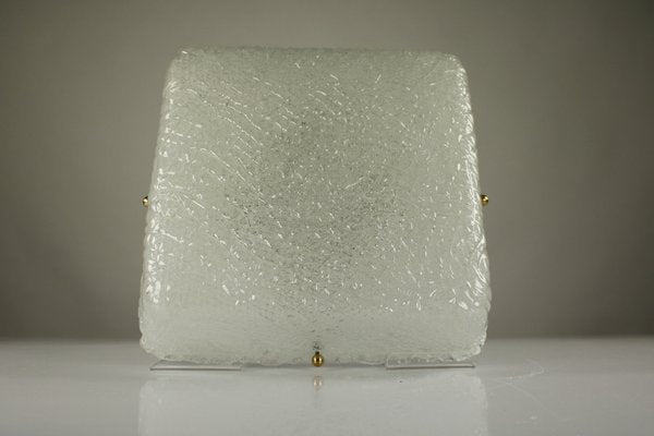 Vintage Square Ceiling Lamp Fixture with Glass Shade, 1960s-FUP-698468