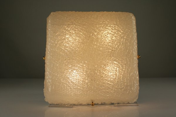 Vintage Square Ceiling Lamp Fixture with Glass Shade, 1960s-FUP-698468