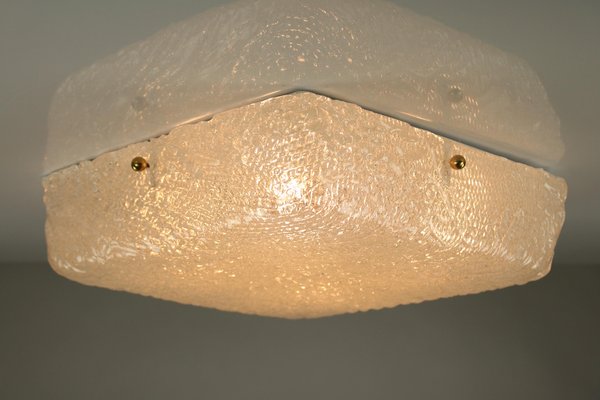 Vintage Square Ceiling Lamp Fixture with Glass Shade, 1960s-FUP-698468