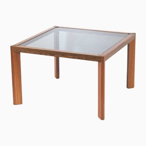 Vintage Square Coffee Table With Smoked Glass Top, 1960s-XID-1259770