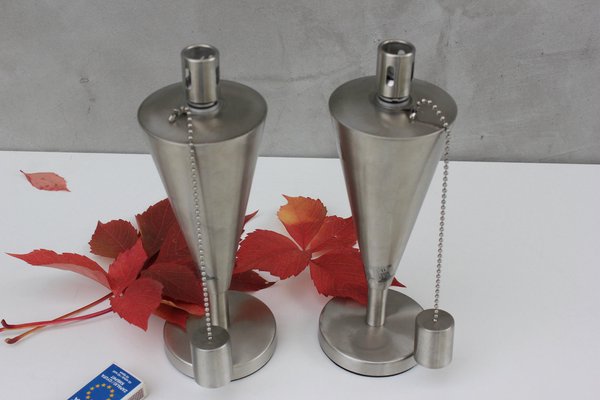 Vintage Stainless Steel Oil Table Lamp, Germany, 1980s, Set of 2-UWJ-1436684