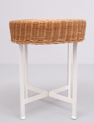 Vintage Steel Base Wicker Stool, 1960s-GCG-1813529