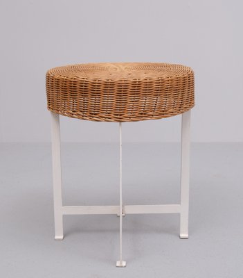 Vintage Steel Base Wicker Stool, 1960s-GCG-1813529