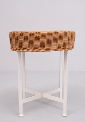 Vintage Steel Base Wicker Stool, 1960s-GCG-1813529