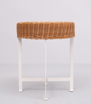 Vintage Steel Base Wicker Stool, 1960s-GCG-1813529