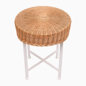 Vintage Steel Base Wicker Stool, 1960s-GCG-1813529