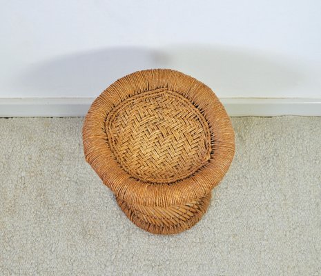 Vintage Stool in Bamboo and Rattan-HPQ-1326441