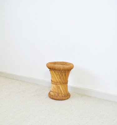 Vintage Stool in Bamboo and Rattan-HPQ-1326441