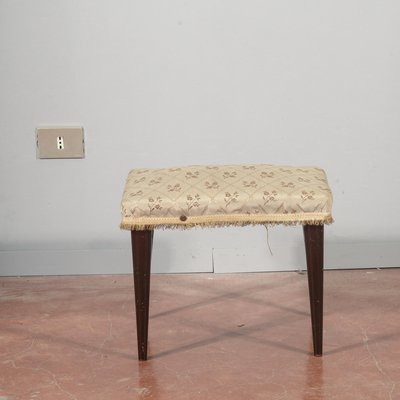 Vintage Stool in Damask Fabric, 1950s-RAQ-2026388