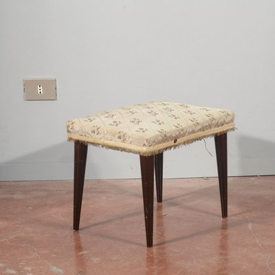 Vintage Stool in Damask Fabric, 1950s-RAQ-2026388