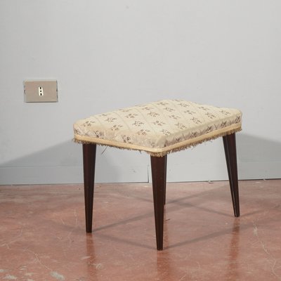 Vintage Stool in Damask Fabric, 1950s-RAQ-2026388