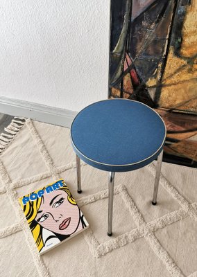 Vintage Stool in Silver & Light Blue, 1960s-FW-1819161