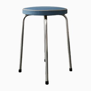 Vintage Stool in Silver & Light Blue, 1960s-FW-1819161