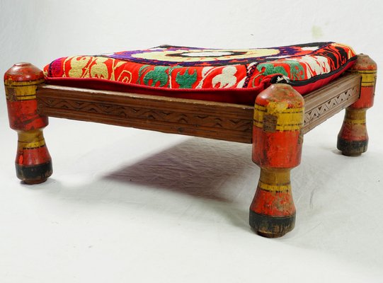 Vintage Stool with Suzani Cushion, 1950s-UZN-1389942