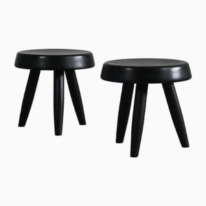 Vintage Stools in Black Lacquered Wood by Charlotte Perriand, 1950s, Set of 2-IVC-2033231