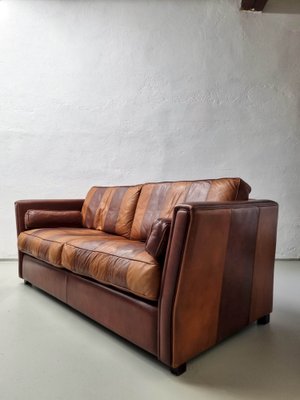 Vintage Striped Leather Sofa-UAO-1020298