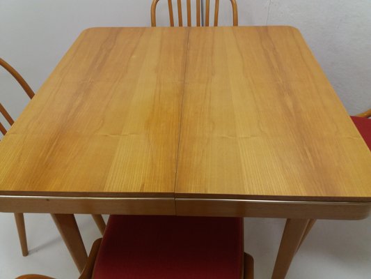 Vintage Suman Chairs & Table from Thonet, Czechoslovakia, 1960s, Set of 5-TZ-1225816