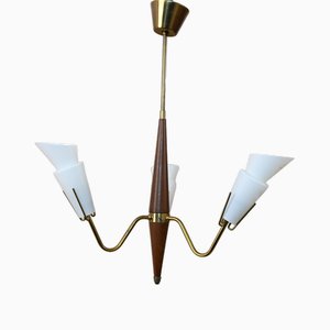 Vintage Suspension Lamp in Opaline Glass, 1960s-QWP-1791824