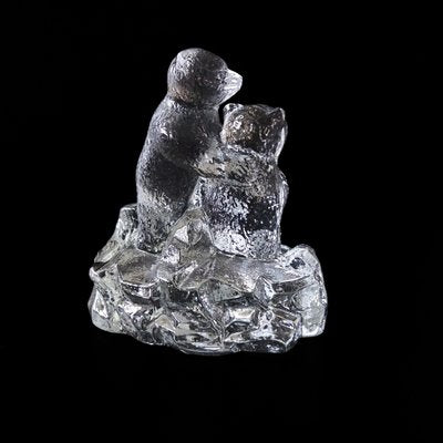 Vintage Swedish Art Glass Statue of Two Bears Huggung Figurine from Bergdala-JKV-2031852