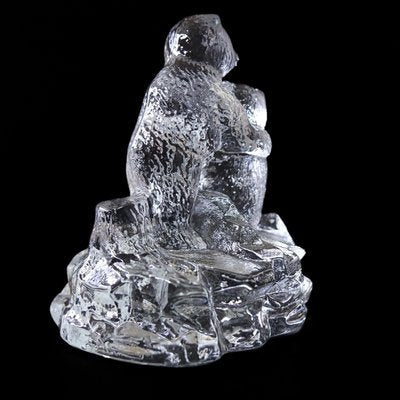 Vintage Swedish Art Glass Statue of Two Bears Huggung Figurine from Bergdala-JKV-2031852