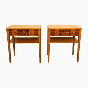 Vintage Swedish Bedside Tables in Walnut and Birch, 1940s, Set of 2-UDU-1814485