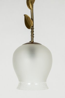 Vintage Swedish Brass and Opaline Glass Ceiling Lamp-NL-726478