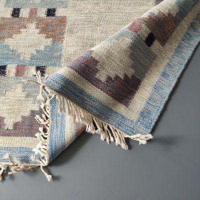 Vintage Swedish Geometric Kilim Rug by Ida Rydelius, 1950s-YGE-1425081