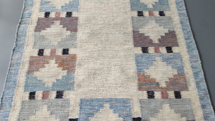 Vintage Swedish Geometric Kilim Rug by Ida Rydelius, 1950s-YGE-1425081