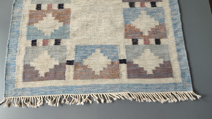 Vintage Swedish Geometric Kilim Rug by Ida Rydelius, 1950s-YGE-1425081