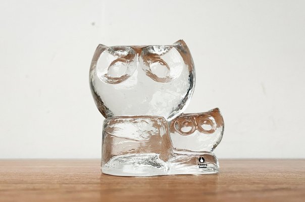 Vintage Swedish Glass Owl Sculpture from Pukeberg Glass, 1970s-UAH-1763513