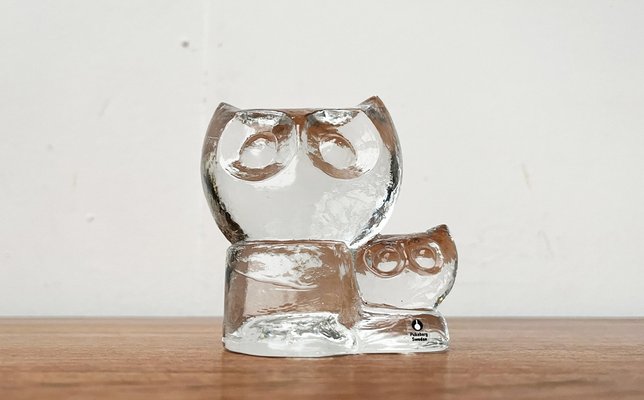 Vintage Swedish Glass Owl Sculpture from Pukeberg Glass, 1970s-UAH-1763513