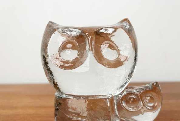 Vintage Swedish Glass Owl Sculpture from Pukeberg Glass, 1970s-UAH-1763513