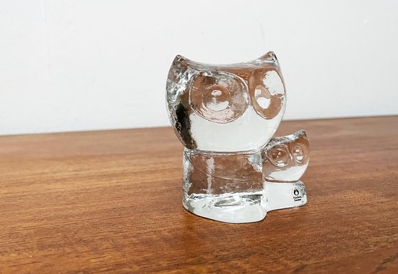 Vintage Swedish Glass Owl Sculpture from Pukeberg Glass, 1970s-UAH-1763513