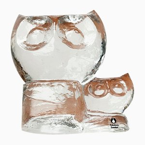 Vintage Swedish Glass Owl Sculpture from Pukeberg Glass, 1970s-UAH-1763513