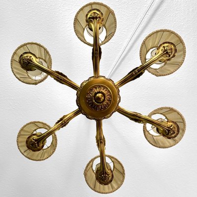 Vintage Swedish Grace Brass Six-Arm Chandelier, 1930s-LIV-2016491