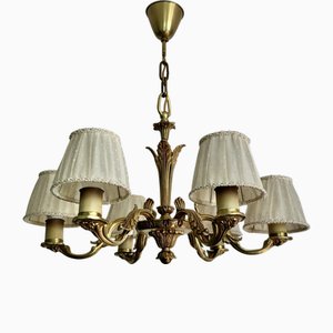 Vintage Swedish Grace Brass Six-Arm Chandelier, 1930s-LIV-2016491