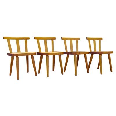 Vintage Swedish Pine Dining Chairs, Set of 4-UYK-1294001