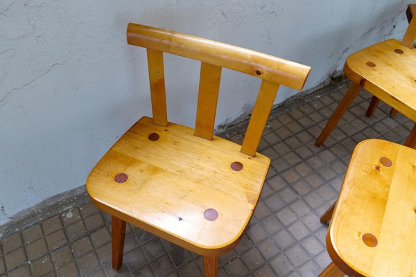 Vintage Swedish Pine Dining Chairs, Set of 4-UYK-1294001