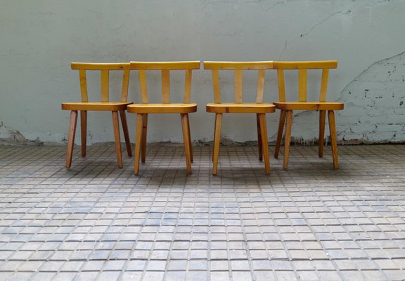 Vintage Swedish Pine Dining Chairs, Set of 4-UYK-1294001