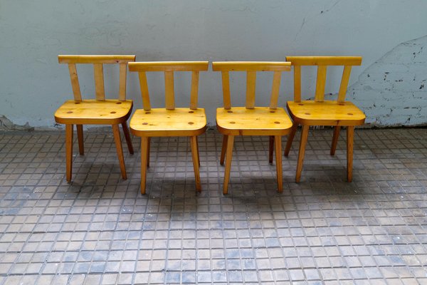 Vintage Swedish Pine Dining Chairs, Set of 4-UYK-1294001