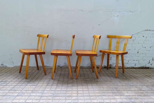 Vintage Swedish Pine Dining Chairs, Set of 4-UYK-1294001