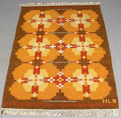 Vintage Swedish Röllakan Rug with Signature, 1950s-QDP-1417098