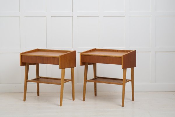 Vintage Swedish Scandinavian Modern Teak Nightstands with Drawers, 1960s, Set of 2-MJF-2034312