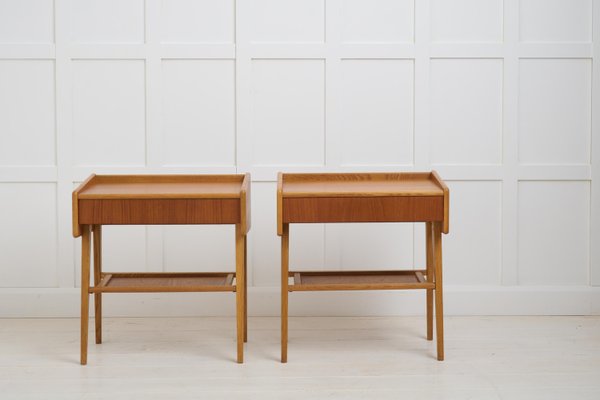 Vintage Swedish Scandinavian Modern Teak Nightstands with Drawers, 1960s, Set of 2-MJF-2034312