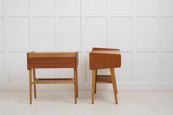 Vintage Swedish Scandinavian Modern Teak Nightstands with Drawers, 1960s, Set of 2-MJF-2034312