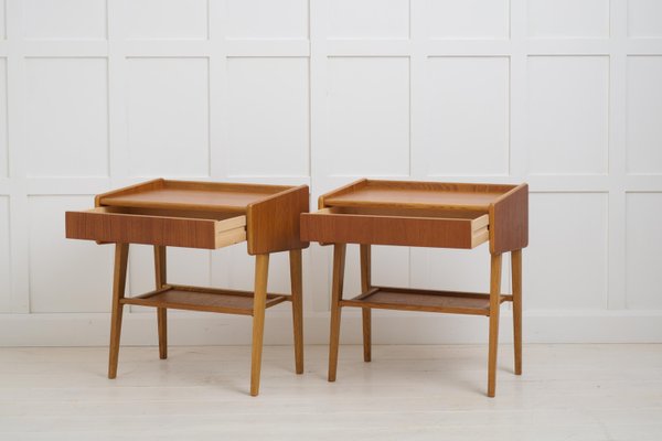 Vintage Swedish Scandinavian Modern Teak Nightstands with Drawers, 1960s, Set of 2-MJF-2034312