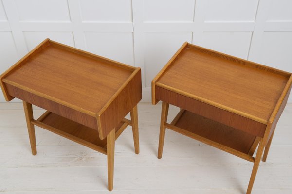 Vintage Swedish Scandinavian Modern Teak Nightstands with Drawers, 1960s, Set of 2-MJF-2034312