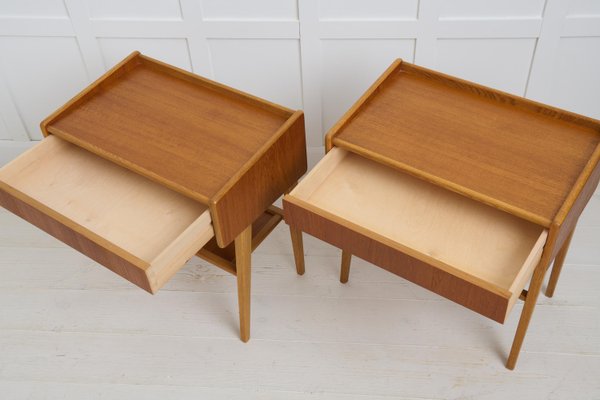 Vintage Swedish Scandinavian Modern Teak Nightstands with Drawers, 1960s, Set of 2-MJF-2034312